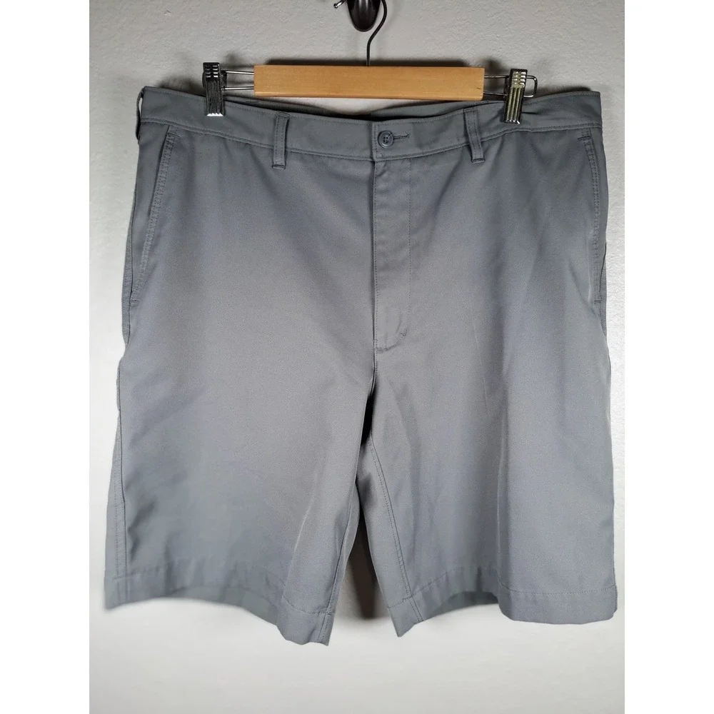 PGA Tour Mens Gray Flat Front Golf Shorts Performance Activewear Size 36